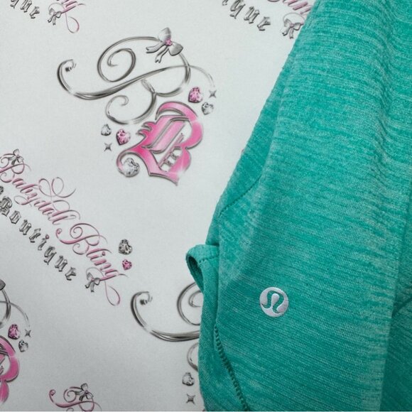 Lululemon tshirt blue green striped stretchy open hanging hangable top - Picture 3 of 9